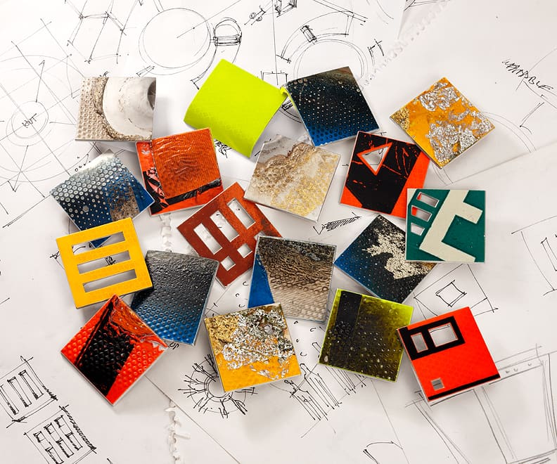 Square “De-SIGN' D.P.W. Brooch® & Vitrified Detritus series