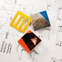 Square “De-SIGN' D.P.W. Brooch® & Vitrified Detritus series